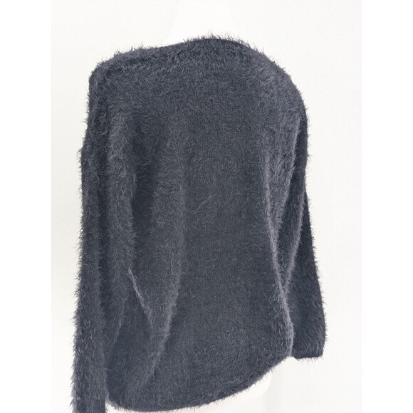 Love Tree Black Fuzzy Super Soft Womens Round Neck Sweater Size Medium - Picture 2 of 7